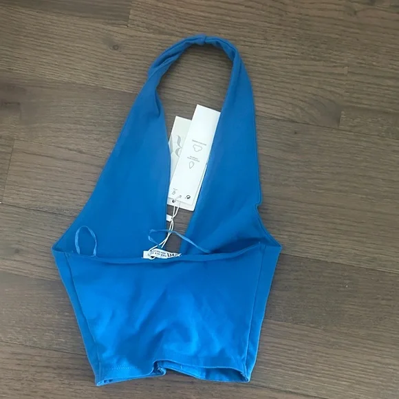 Zara Blue Halter Crop Top - Picture 2 of 2